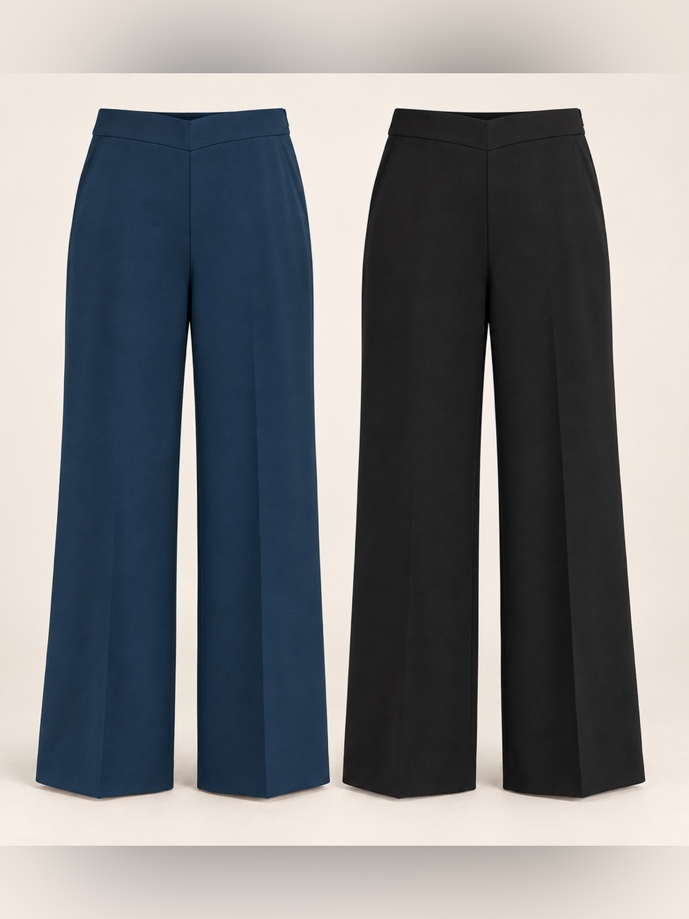 Ann Taylor 2-Pair Fluid Crepe Wide Leg Pants Bundle Size 8P Curvy NWT